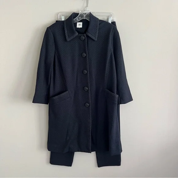 CAbi Two Piece Matching Set Jacket and Pants Navy Dot Print Women's Small - Picture 7 of 15